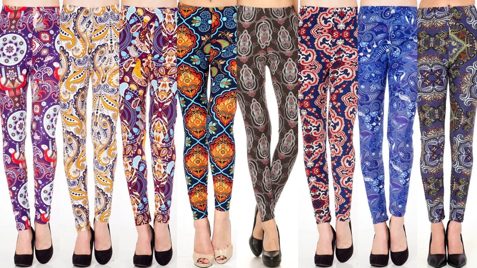 Leggings estampados piel melocotón talla grande estampado cachemira para mujer O/S (10-18) azul L03 Foto 1 de 1