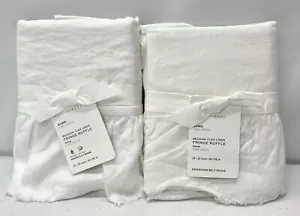 NEW Pottery Barn Belgian Flax Linen Fringe Ruffle EURO Shams~SET OF 2~White - Picture 1 of 1