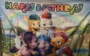 MY LITTLE PONY Happy Birthday Banner Flag Tapestry 3x5ft Backdrop Free Shipping - Picture 1 of 1