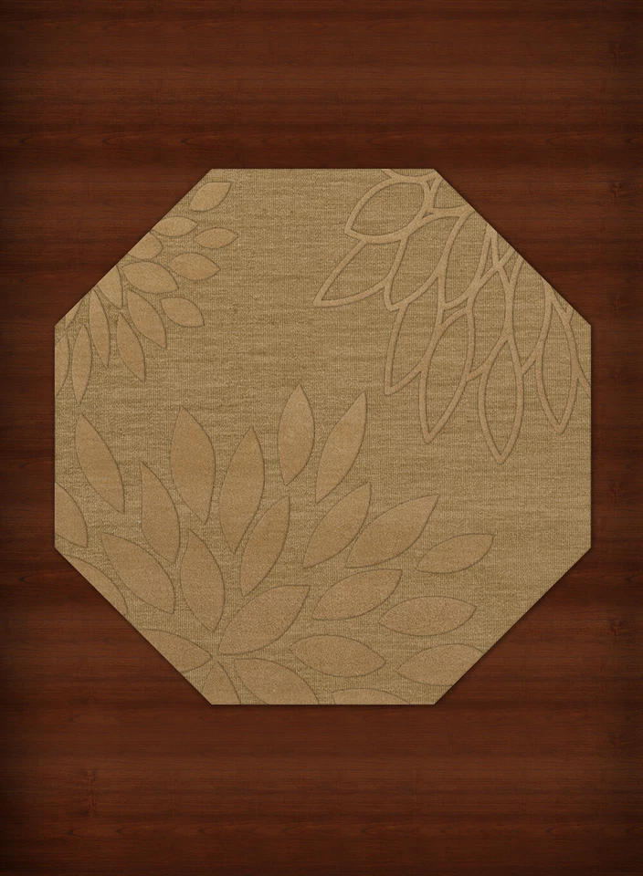 Yellow Transitional Hand Hooked Leaves Petals Outline Area Rug Floral DV17 - Image 1 of 2