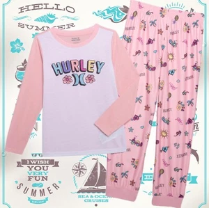 Hurley Girls Surf Apparel Beach Nautical Theme Pajama Sleepwear Set Size 8 - Picture 1 of 2