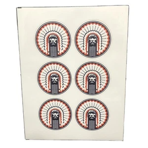 Kampf Illini Häuptling Illiniwek Blatt mit 6 Kreis Etiketten Maße 3" x 3" - Bild 1 von 2