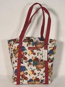 Longaberger Homestead "Fruit & Baskets" Tote Bag w/Riveted Handles - Tags - Picture 1 of 12