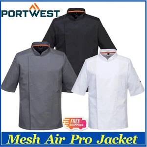 Portwest Mesh Air Pro Jacke Kurzarm Atmungsaktiv Küche Gastronomie Koch Mantel - Bild 1 von 15