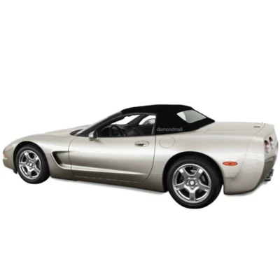 Fits Chevrolet Corvette C5 1998-04 Convertible Soft Top & Glass Window Blk Cloth - Image 1 of 2