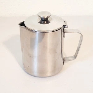 Vintage Stainless Steel Creamer Pot Pitcher Flip Top Hong Kong 4.5" - Picture 1 of 8