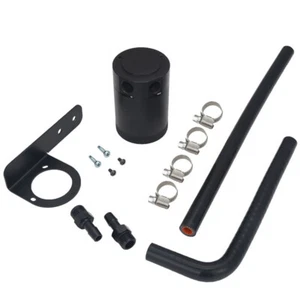 1 Set Car Oil Catch Can Baffled Oil Separator Tank 2 Port With Silicone Hose - Picture 1 of 20