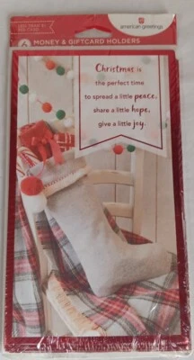 Money Gift Christmas Cards Envelopes (6)  Stockinged NEW American Greetings - Image 1 of 2