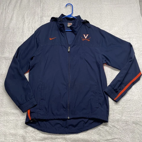 Nike Size M Virginia Cavaliers Windbreaker Jacket Full Zip Pockets Vented & Hood Cover