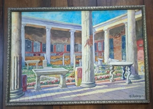 Nicola Ascione Italy 1870-1957 Pavilion Watercolor Painting Framed 1946 13x19 - Picture 1 of 8