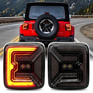 Pair Smoke LED Tail Lights Backup Turn Signal For Jeep Wrangler JL JLU 2018-2024 - Foto 1 di 12