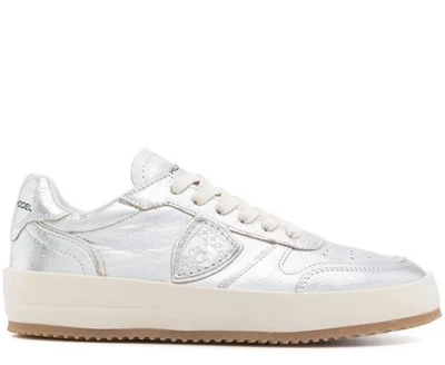 PHILIPPE MODEL NICE LOW METAL ARGENT SNEAKERS SCARPE DONNA MADEinITALY VNLDM002 - Immagine 1 di 4