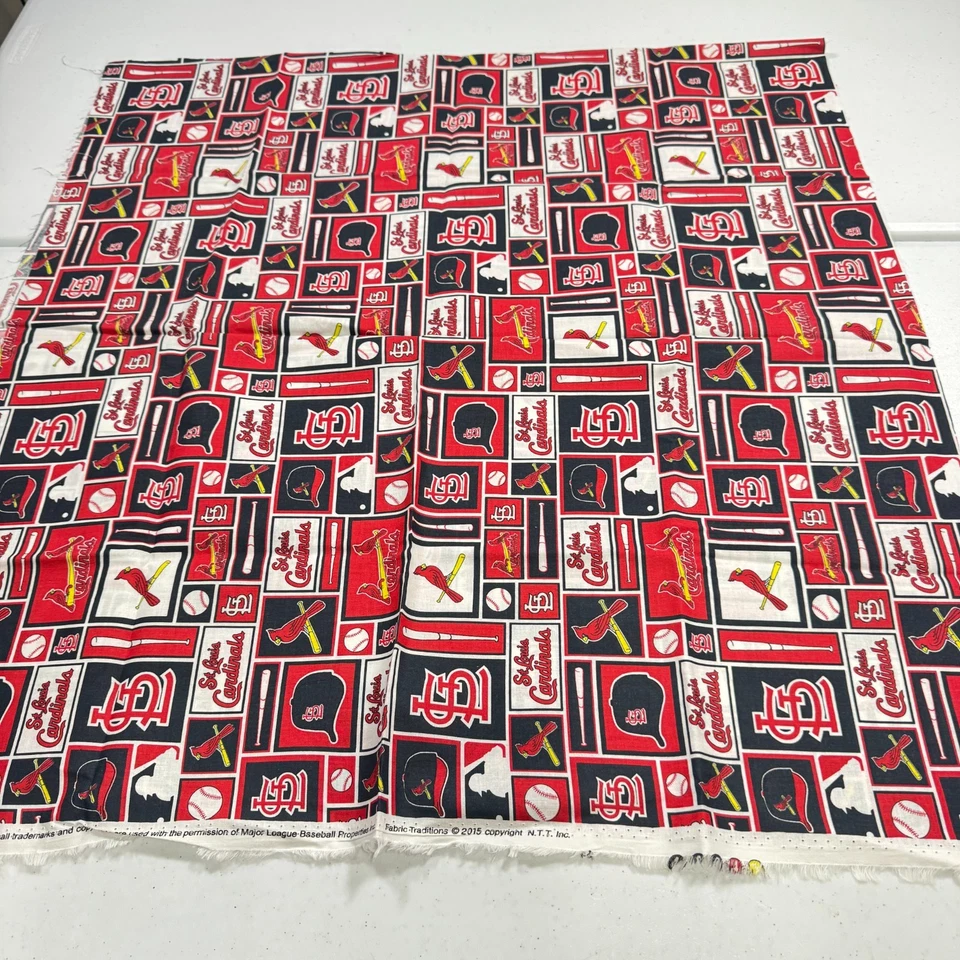 fabric traditions quilting cotton MLB red baseball cardinals 2015 28x58 1.6 yard - Image 1 of 4
