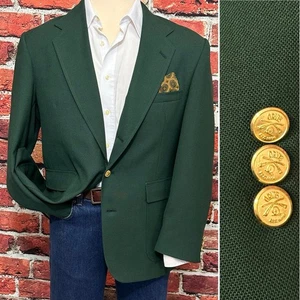 ORVIS BLAZER SIZE 38 VINTAGE 3/2 ROLL MASTERS GREEN SPORT COAT GOLD BUTTONS USA - Picture 1 of 13