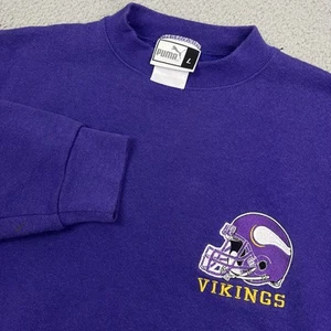 Vintage Puma Minnesota Vikings NFL lila bestickt Rundhalsausschnitt Sweatshirt Large - Bild 1 von 7