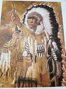HE PRAYS MICHAEL GENTRY, Artist Print Signed Native American Indian - Picture 1 of 4