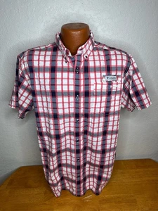Men's Columbia PFG Omni-Shade S/S Button Front Shirt Medium M - Plaid - Picture 1 of 6