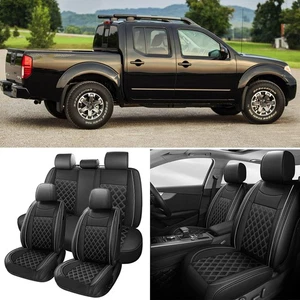 Juego completo de 2/5 fundas de asiento de auto de lujo de cuero PU para camioneta Nissan Frontier - Imagen 1 de 23