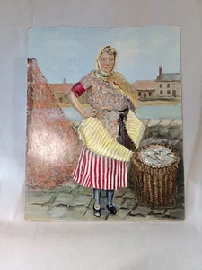 Fishwife At Harbour Portrait Untitled Oil On Board Painting By J. Mcilwraith - Picture 1 of 13