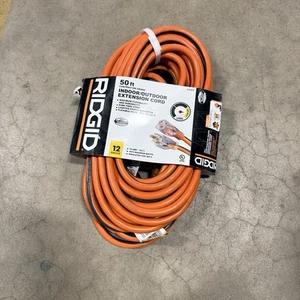 Ridgid 50' 12/3 Schwerlast Innenbereich/Aussenbereich Verlängerungskabel mit beleuchtetem Ende - Bild 1 von 2