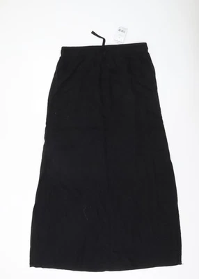 F&F Women’s Black Midi Linen Blend Skirt UK 10 Elastic Waist - Image 1 of 4
