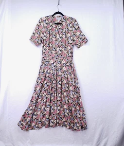 Vintage ED Michaels Melanie Drucker Floral Tea Midi A-line Cottagecore Dress - Picture 1 of 17