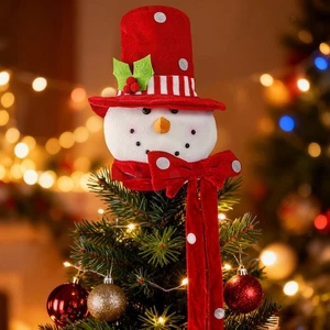 Xmas Tree Top Hat Seasonal Cute Snowman Tree Topper Snowman Hug for Table Home - Picture 1 of 7