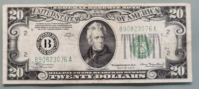 1934 A Twenty Dollar Federal Reserve Note $20 Early Small Size Circulated #96492 - Image 1 of 2