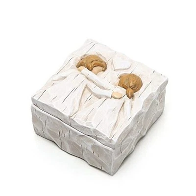  Caja de recuerdo de joyería de amistad esculpida pintada a mano blanca-amistad Foto 1 de 4