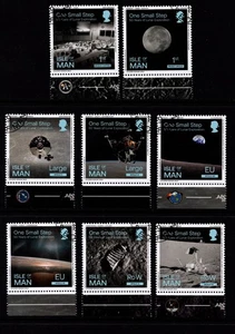 ISLE OF MAN  2019   1ST MANNED MOON LANDING 50TH   SET OF 8  FINE USED  CTO - Picture 1 of 1