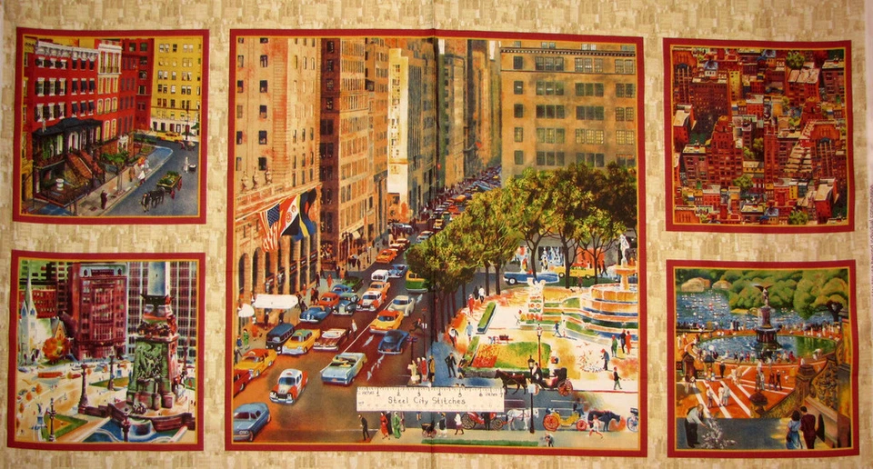 Panel de tela de algodón QT 24"X44" para paisajes urbanos paisajes urbanos personas Foto 1 de 4