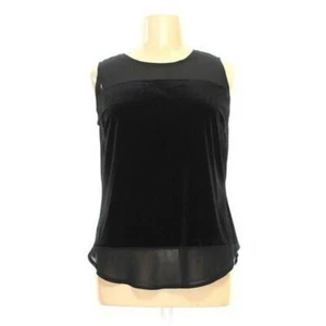 NEW NWT PERFECT INC XL BLACK VELVET BLACK SEMI SHEER LONG TANK TOP 46" BUST L - Picture 1 of 5