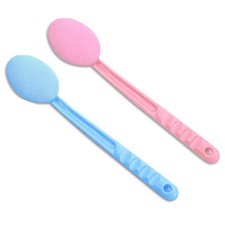 2 Pink & Blue Back Rubs & Massager Bath Brush Easy Lotion Applicator Extra V0g5