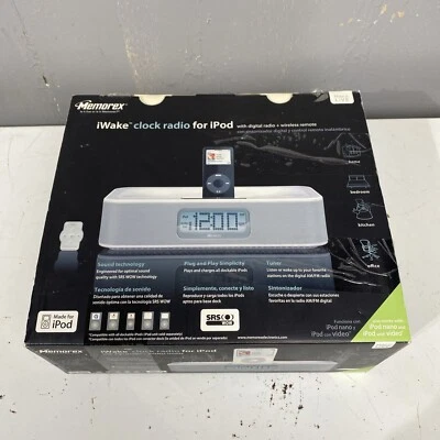 Reloj despertador doble IPOD Dock Memorex radio FM AM modelo Mi4004 Foto 1 de 4