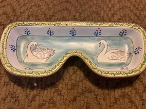 Vintage Numbered KELVIN CHEN “Swans” Enamel Eyeglass Holder Trinket Tray 1999 - Picture 1 of 5