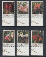 ISLE OF MAN 21 SEP 1988 FUCHSIAS SET OF ALL 6 COMMEMORATIVE STAMPS MNH