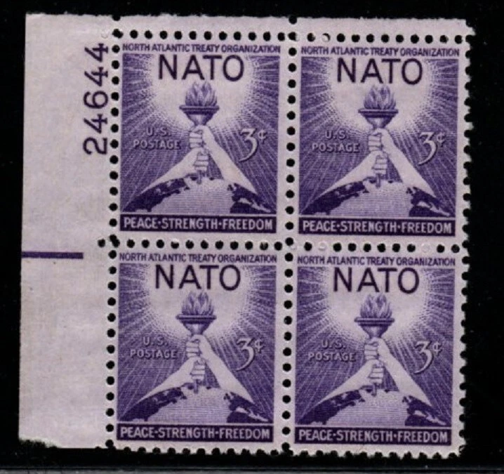 ALLYS STAMPS US Plate Block Scott #1008 3c NATO [4] MNH [STK] - Image 1 of 1