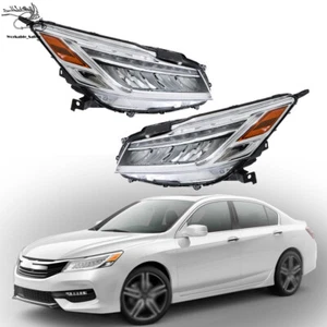 Front Headlights Assembly For 2016-2017 Honda Accord Sedan LH+RH Pair Clear LED - Picture 1 of 12
