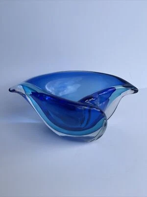 ESCULTURA DE VIDRO MURANO VINTAGE GROSSA ROBUSTA TIGELA ABSTRATA MODERNISTA 11 POLEGADAS - Imagem 1 de 4