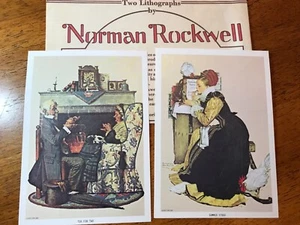 Zwei Vintage Lithographien von Norman Rockwell 5x7 Summer Stock und Tea for Two - Bild 1 von 2