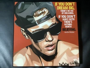 Bild POP ART, Justin Bieber, Believe, Purpose, Poster im Holzrahmen 25x25cm NEU - Picture 1 of 4