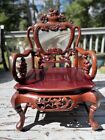 Antique Chinese Peranakan Dragons Rosewood Arm Chair With Marble Insert Nice!