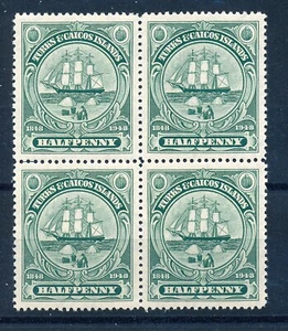 TURKS & CAICOS ISLANDS 1948 CENTENARY OF SEPARATION SG210 (½d) BLOCK OF 4 MNH - Picture 1 of 1