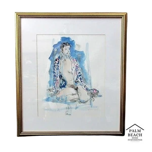 1997 signiert L RICHMONDS weiblicher Akt Aquarell Gemälde auf Papier gerahmt - Bild 1 von 8