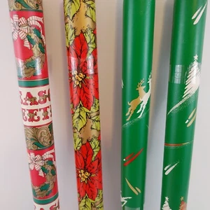 VTG Christmas Gift Wrap Paper 4 Rolls 40 sq ft Please Read - Picture 1 of 11