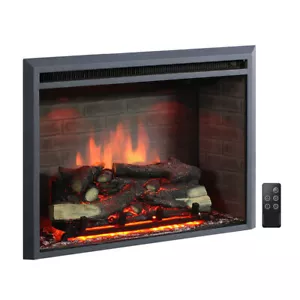 Primo 2000W 30" Electric Fireplace Insert – Realistic Flame, Wood Log & Cracklin - Picture 1 of 9