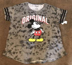 Disney Girl Junior Black XXL Tie Dye Short Sleeve Crewneck T-Shirt Mickey Mouse - Picture 1 of 5
