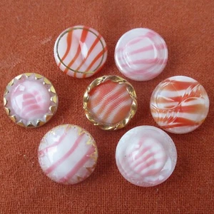 Assortment of 7 Vintage Intermixed Glass Buttons w Some Moonglows - Picture 1 of 4