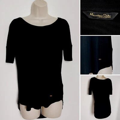 Camiseta Top Massimo Dutti Negra Manga Corta Lyocel Dobladillo Sumergido Talla XS Foto 1 de 4