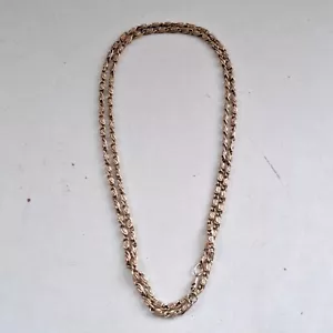 Collana catena corda intrecciata tono oro vintage, molto lunga 130 cm, Germania Ovest - Foto 1 di 8